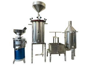 soya milk plant with tofu/paneer press, boiler and grinder